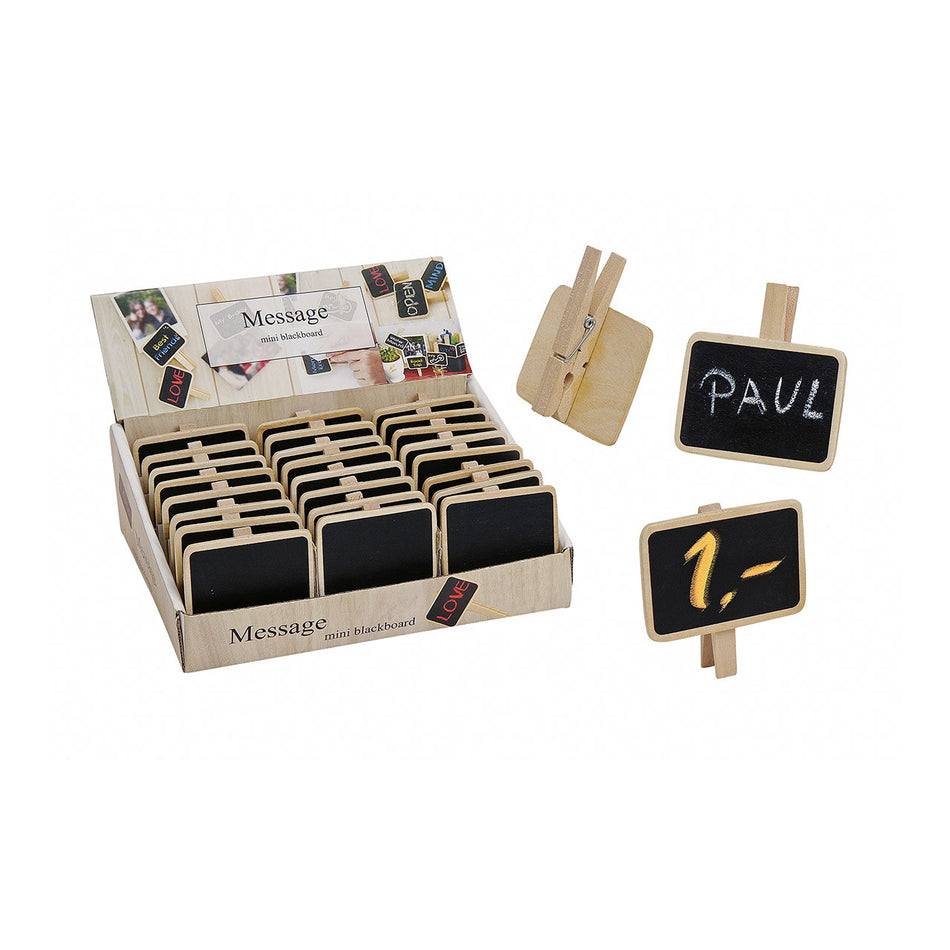 HOLZCLIP MIT MEMOTAFEL AUS HOLZ, SCHWARZ/BRAUN 7X5CM