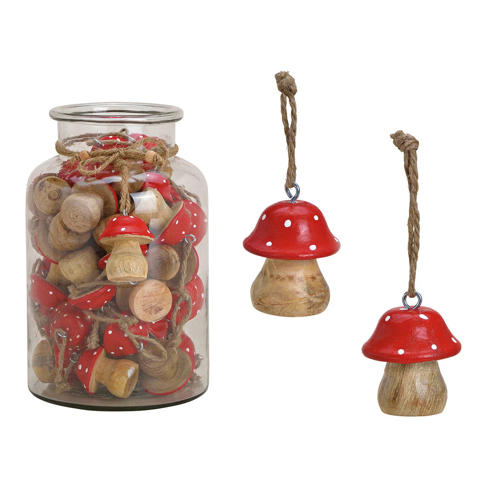 HÄNGER FLIEGENPILZ AUS HOLZ, ROT 5CM