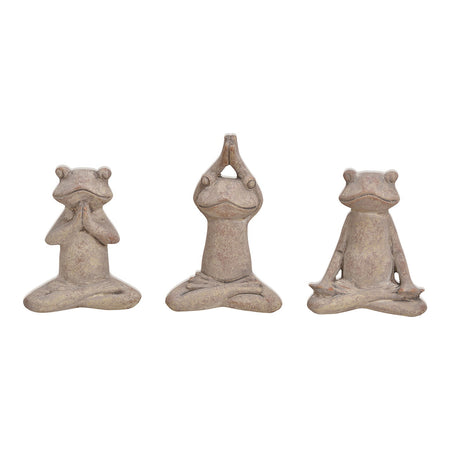 YOGA-FROSCH AUS ZEMENT, GRAU 7X12X5CM