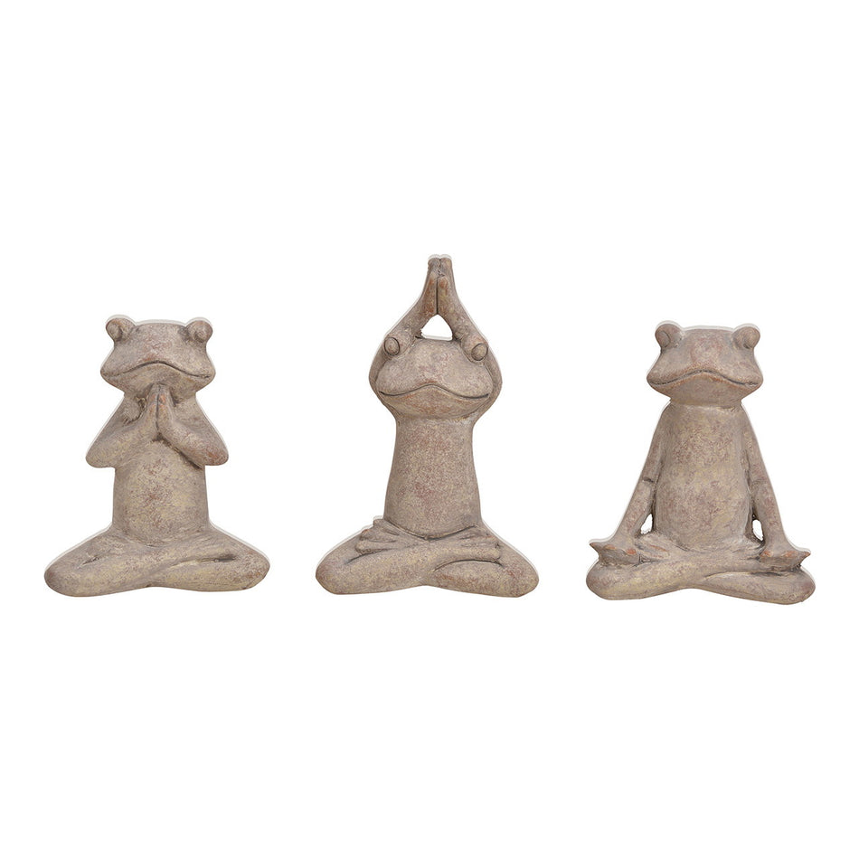 YOGA-FROSCH AUS ZEMENT, GRAU 7X12X5CM