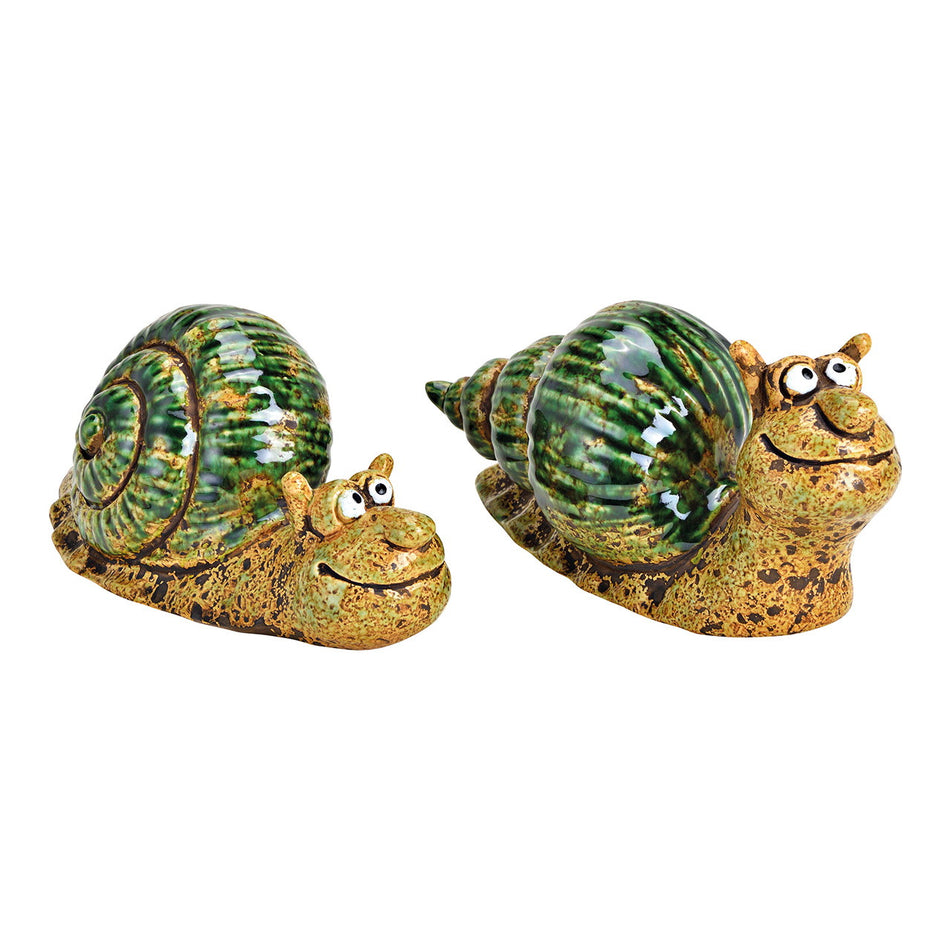 SCHNECKE AUS KERAMIK, GRÜN/BRAUN 21X10X9CM