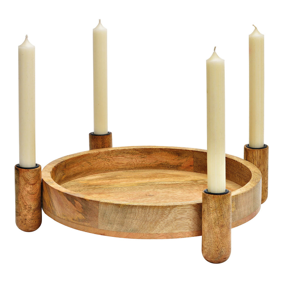 ADVENTSKRANZ AUS MANGOHOLZ, NATUR 37X9X37CM