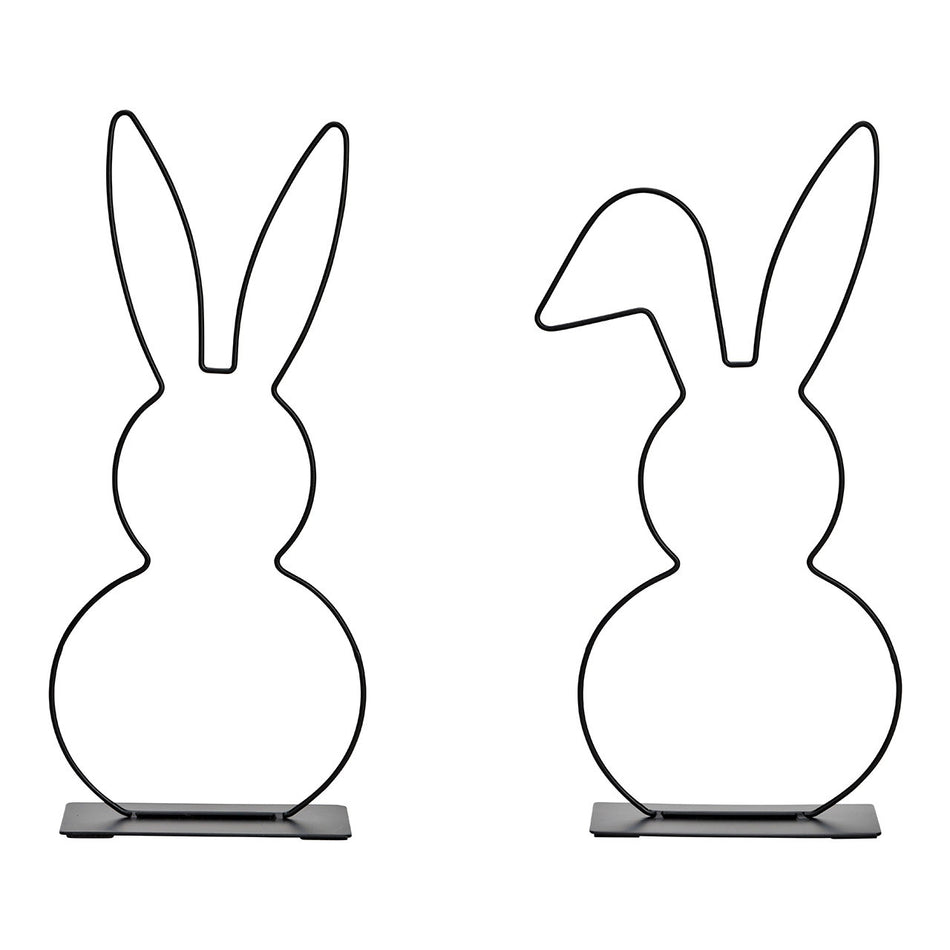AUFSTELLER HASE AUS METALL, SCHWARZ 17X39X8CM
