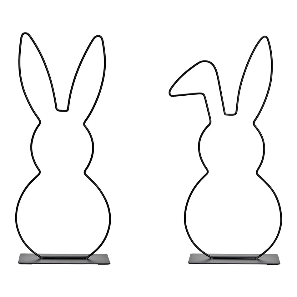 AUFSTELLER HASE AUS METALL, SCHWARZ 21X50X10CM