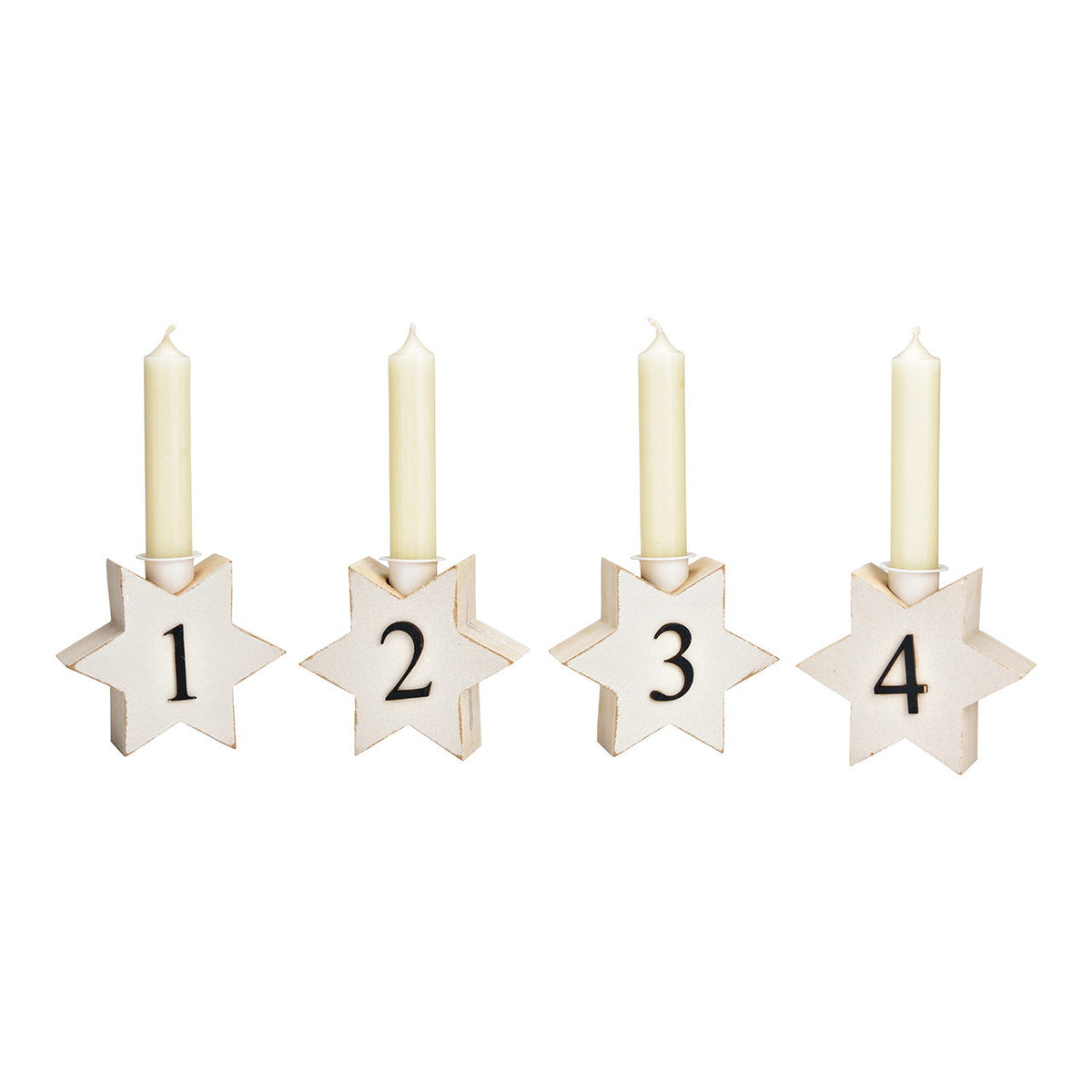 ADVENTSGESTECK 4ER-SET AUS HOLZ, WEISS 43X9X4CM