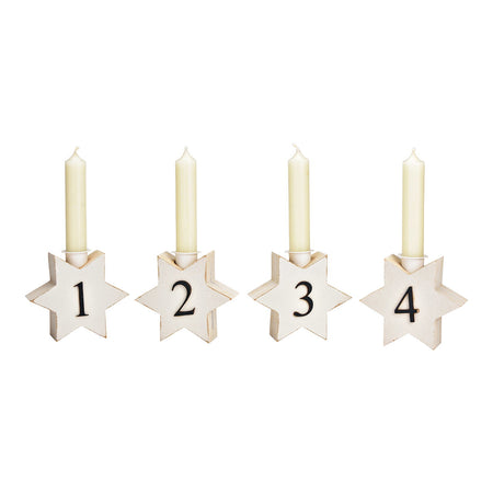 ADVENTSGESTECK 4ER-SET AUS HOLZ, WEISS 43X9X4CM