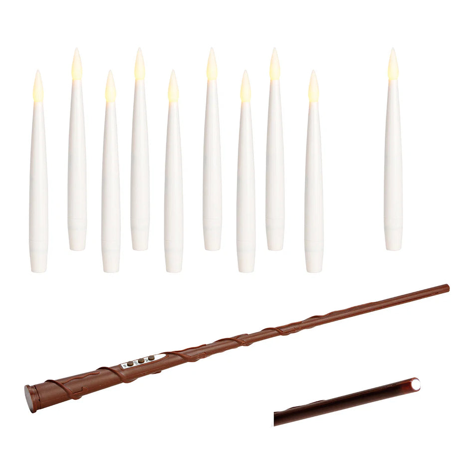 SCHWEBENDE LED-KERZEN 10ER SET MIT FERNBEDIENUNG, WACHS WEISS 15CM