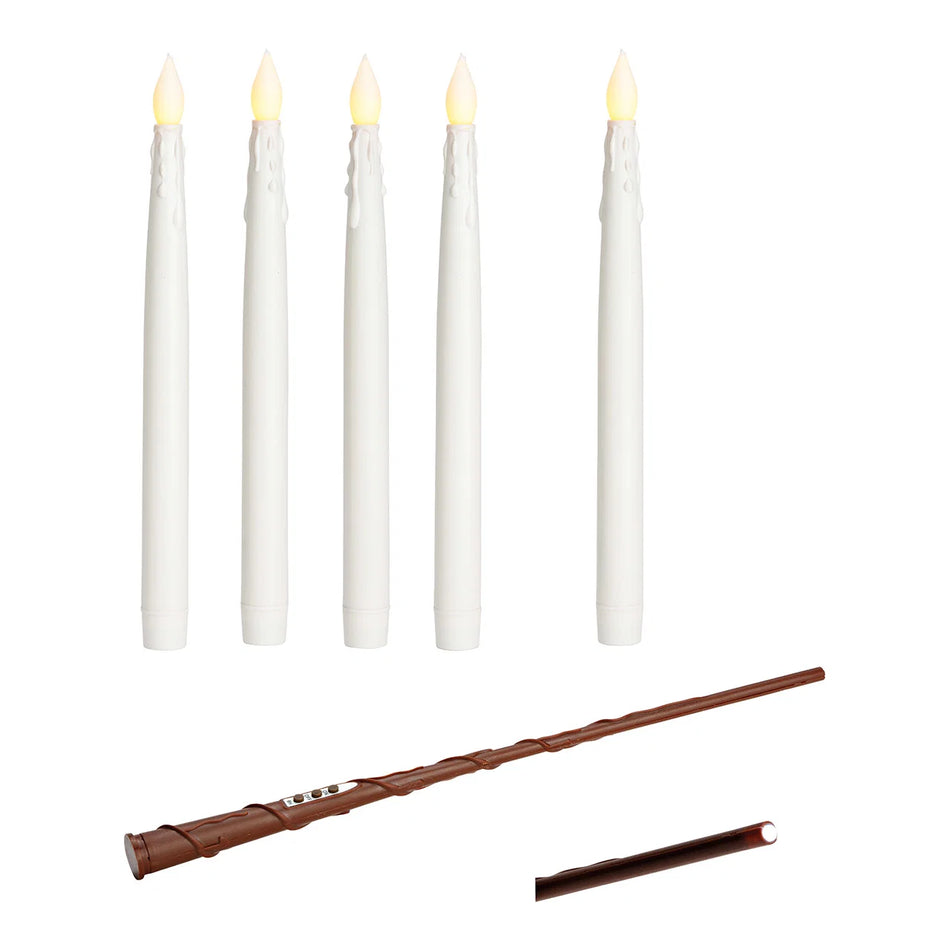 SCHWEBENDE LED-KERZEN 5ER SET MIT FERNBEDIENUNG, WACHS WEISS 28CM