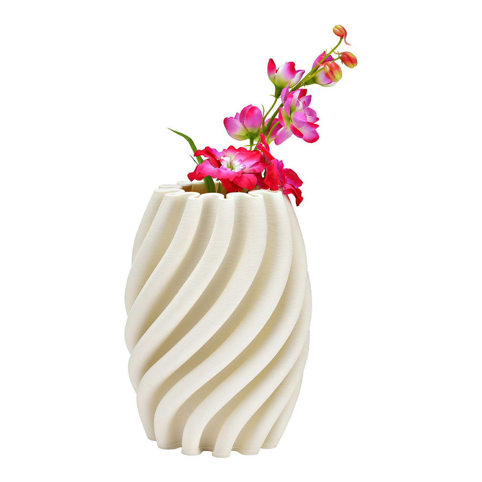 3D-GEDRUCKTE VASE AUS KERAMIK, WEISS 14X19X14CM