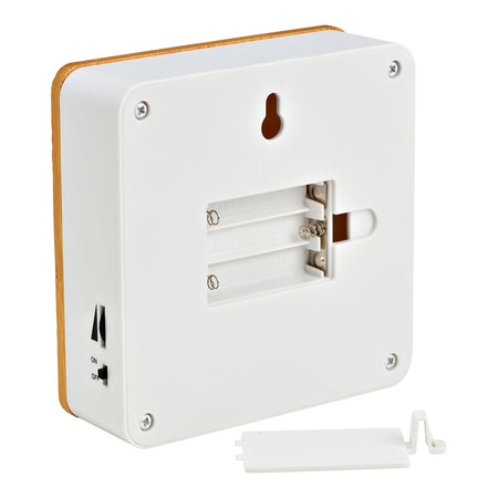 SOUNDBOX VOGELGESANG, KUNSTSTOFF WEISS MIT BAMBUSFRONT 12X12X4CM