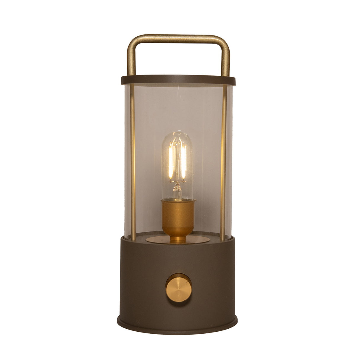 LATERNE LED IP44 DIMMBAR, KUNSTSTOFF MATT TAUPE 11X25X11CM