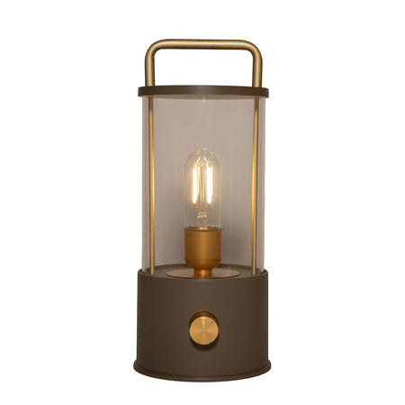 LATERNE LED IP44 DIMMBAR, KUNSTSTOFF MATT TAUPE 11X25X11CM