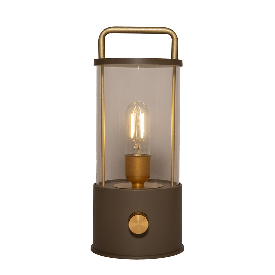 LATERNE LED IP44 DIMMBAR, KUNSTSTOFF MATT TAUPE 11X25X11CM