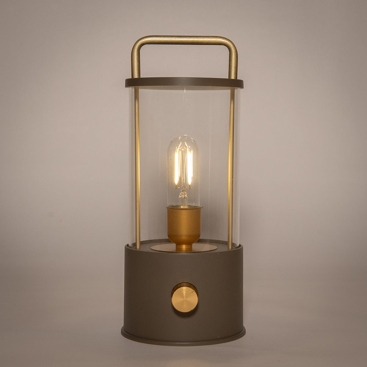 LATERNE LED IP44 DIMMBAR, KUNSTSTOFF MATT TAUPE 11X25X11CM