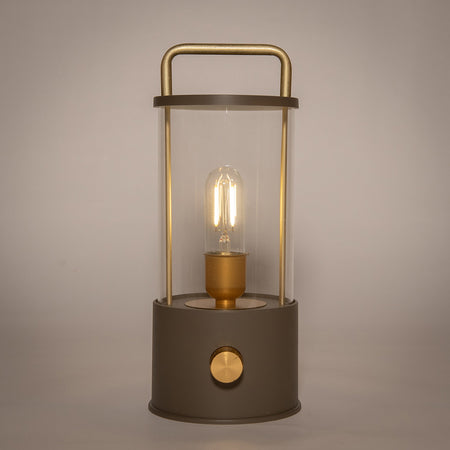 LATERNE LED IP44 DIMMBAR, KUNSTSTOFF MATT TAUPE 11X25X11CM