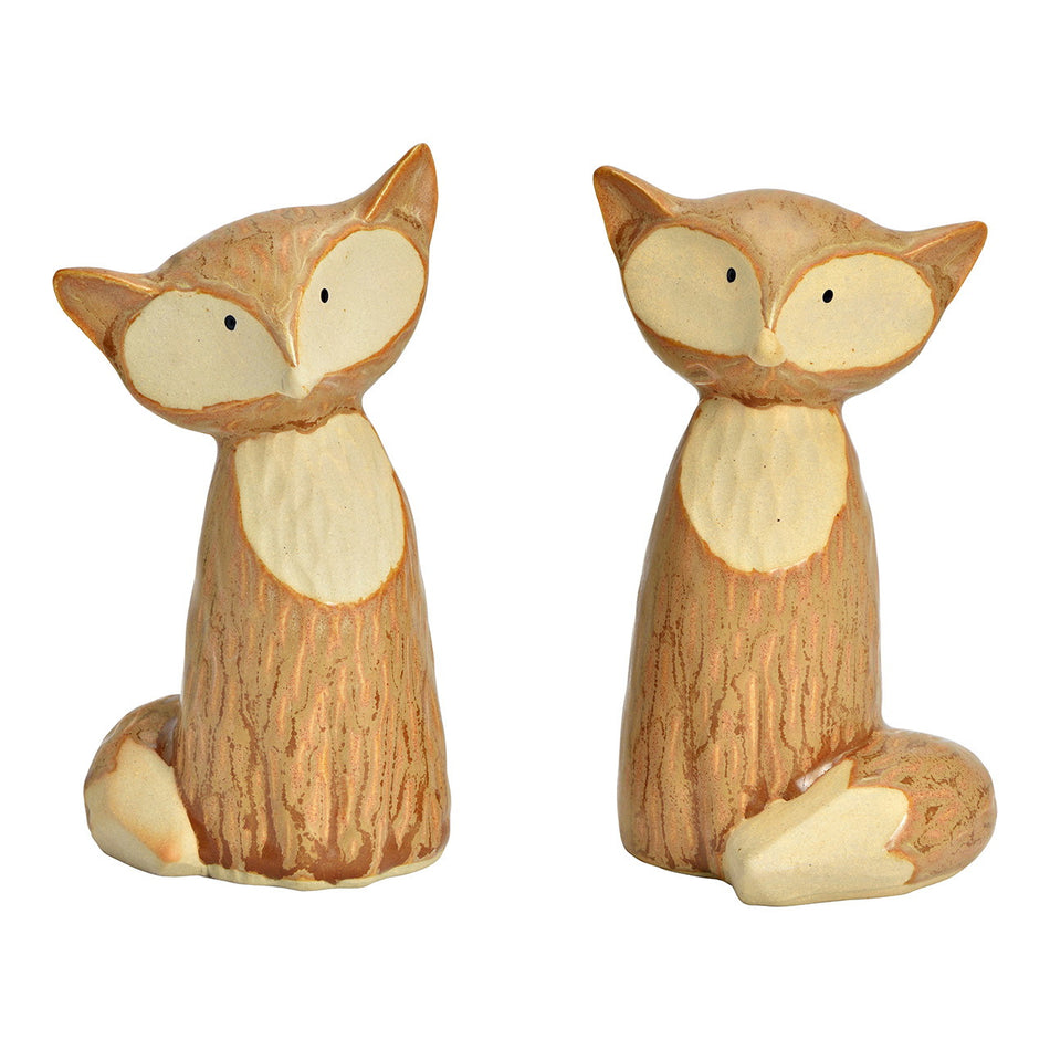 FIGUR FUCHS AUS STEINGUT, BEIGE 7X14X7CM