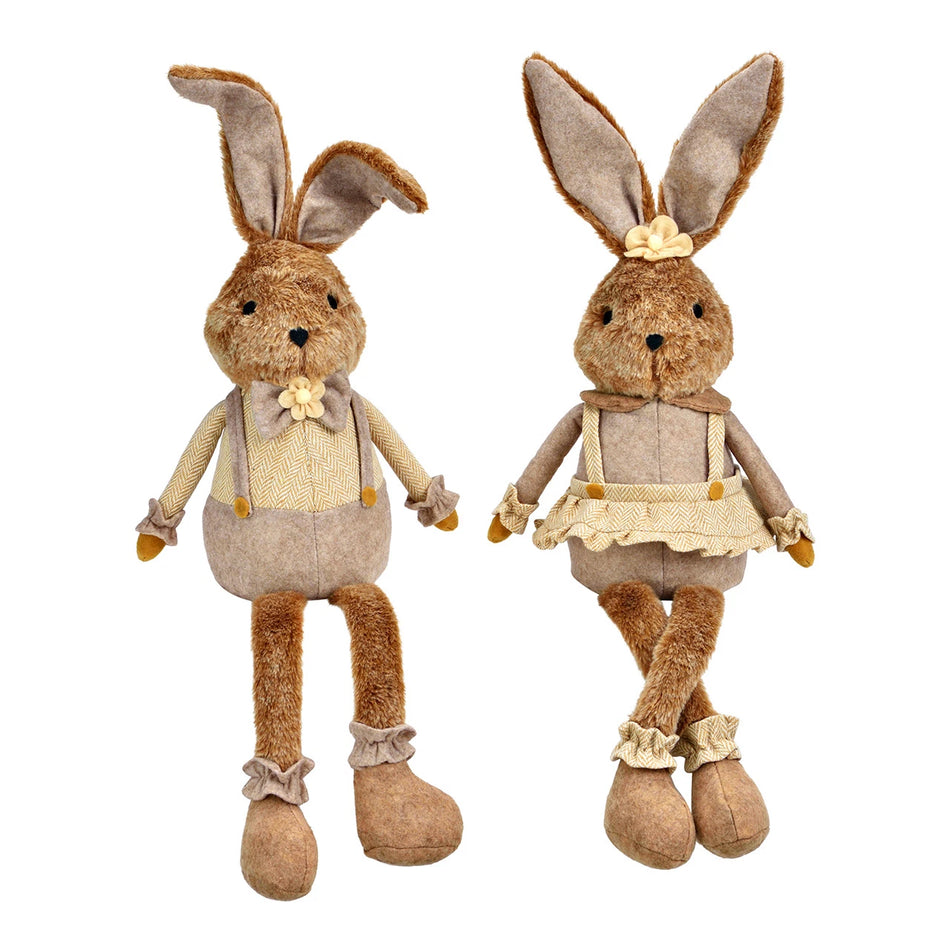 KANTENHOCKER HASE AUS TEXTIL, BRAUN 22X50X15CM