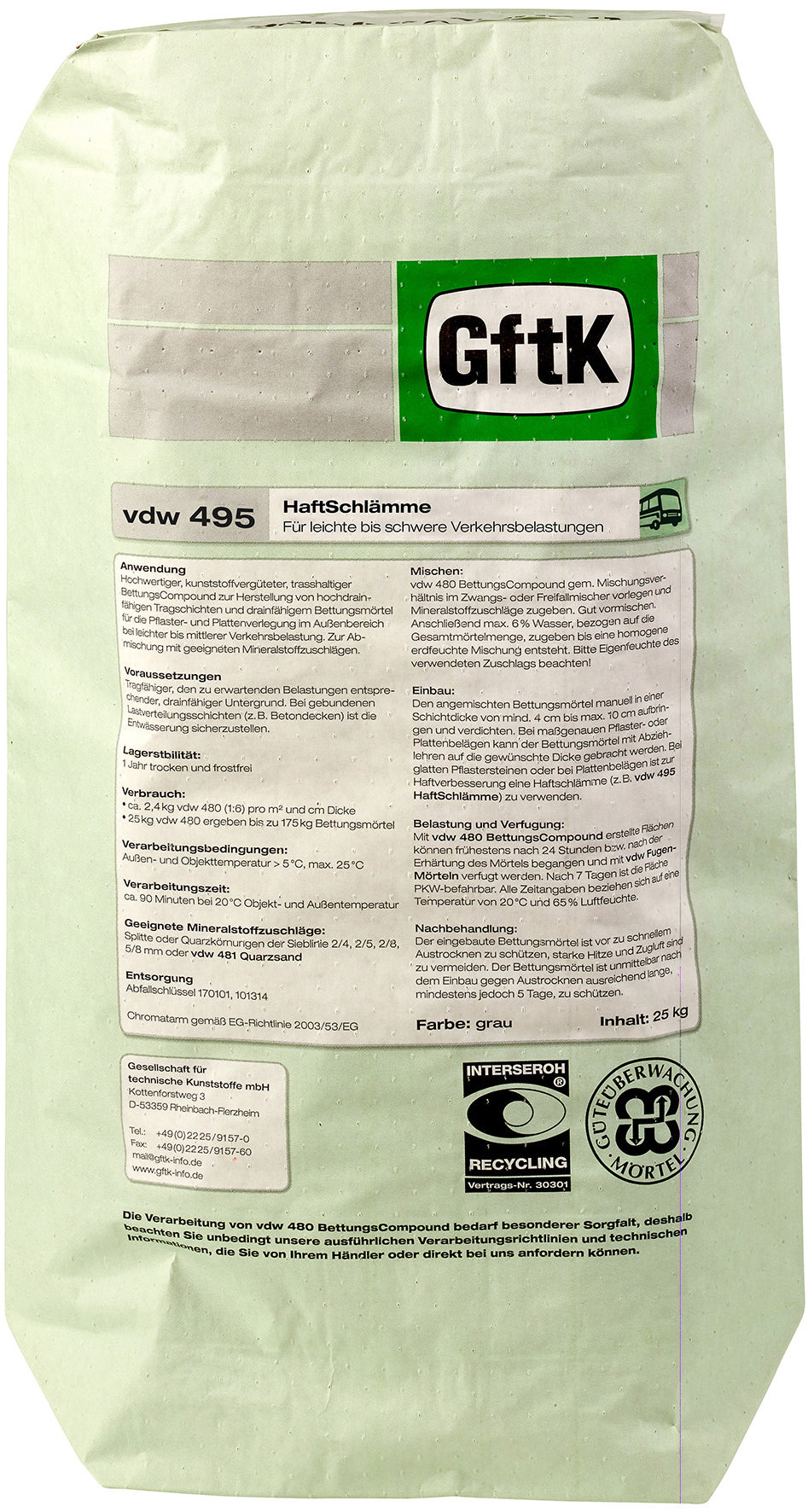 VDW 495 HAFTBRÜCKE ZEMENTGRAU 25KG