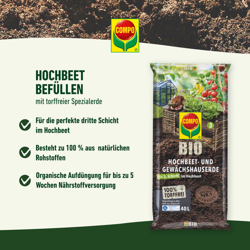 COMPO BIO HOCHBEET-+GEWÄCHSHAUSERDE 60L