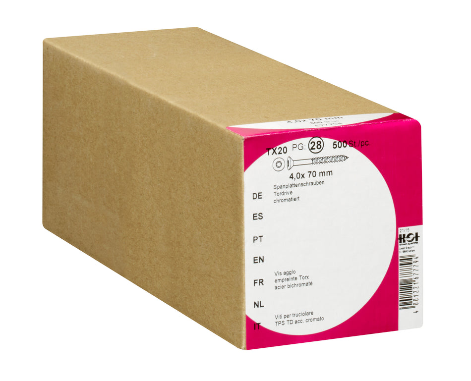 SPANPLATTENS. GELB CHROM TG TD 6,0X40 MM