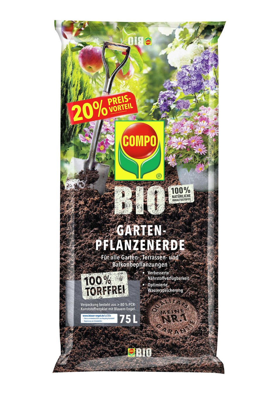COMPO BIO GARTENPFLANZENERDE 75L