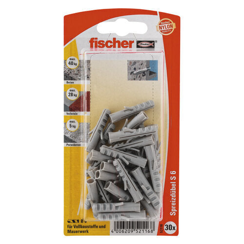 DÜBEL S 6 NYLON 6 MM GK (30 STÜCK)