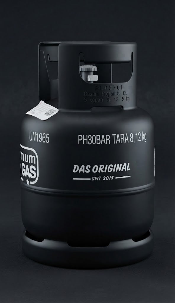 GAS-EIGENTUMSFLASCHE  8 KG SCHWARZ "BBQ"