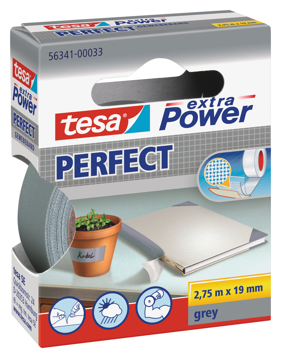 GEWEBEBAND EXTRA POWER GRAU 2,75MX19MM