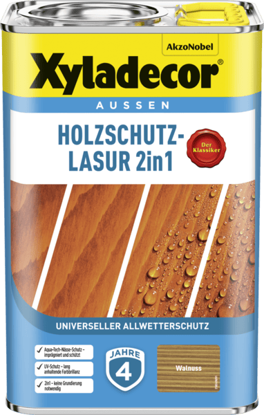 HOLZSCHUTZLASUR 2IN1 WALNUSS 4L