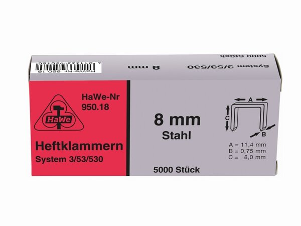 KLAMMERN TYP 53 STAHL 8 MM (5000 STÜCK)