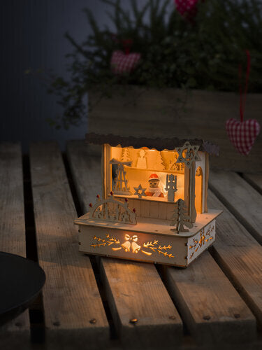 LED MARKTSTAND NATUR BRAUN.DACH INNEN