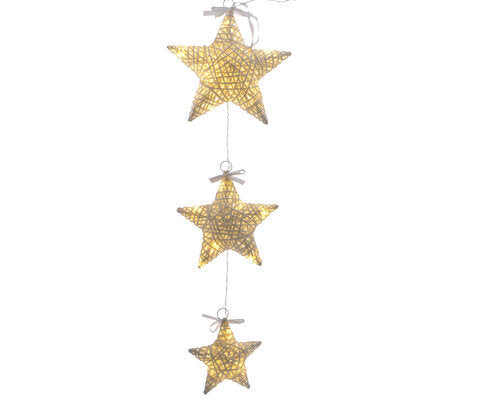 LED STERNENGIRLANDE 3ST. WWEIß 75CM-20L