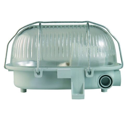 OVALLEUCHTE GRAU 60W MIT METALLKORB