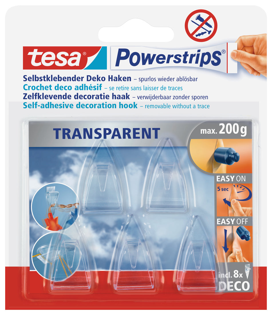POWERSTRIPS DECO-HAKEN KRISTALLKLAR 5 ST