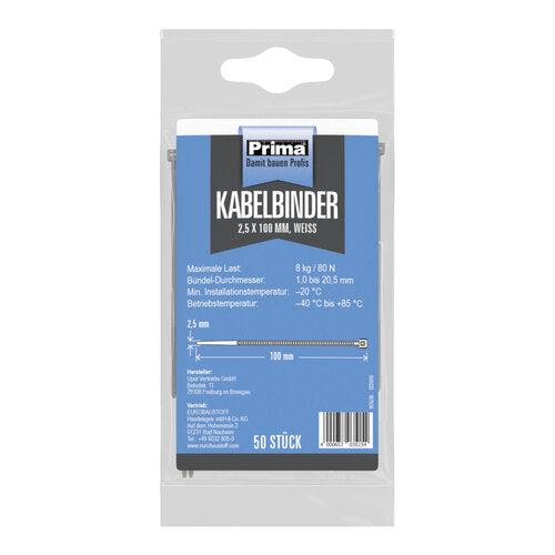 PRIMA KABELBINDER 2,5X100MM WEIß
