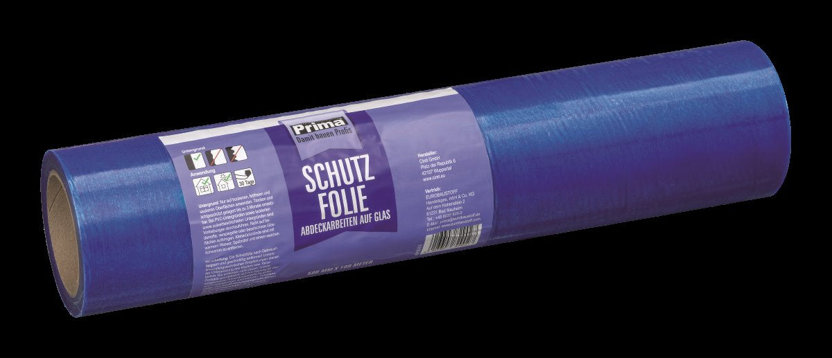 Prima Schutzfolie blau, Rolle 500 mm x 100 m, für Abdeckarbeiten auf Glas