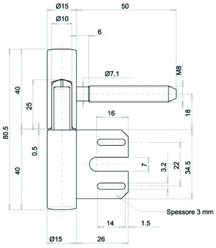 RAHMENTEILE FÜR STAHLZARGE VERN. Ø15 MM