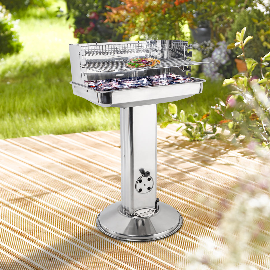 SÄULENGRILL AUS EDELSTAHL 58X38X87,5CM