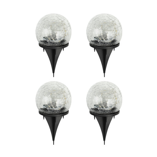 SOLARLEUCHTE LED CRACKLE GLAS 4ER-SET