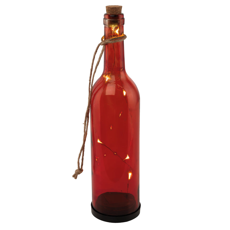 SOLARLEUCHTE LED DEKORFLASCHE ROT