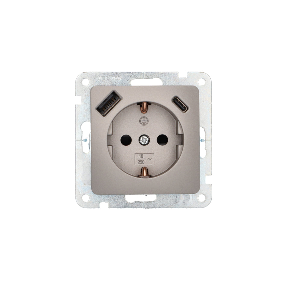 STECKDOSE MONACO USB A/C PLATIN