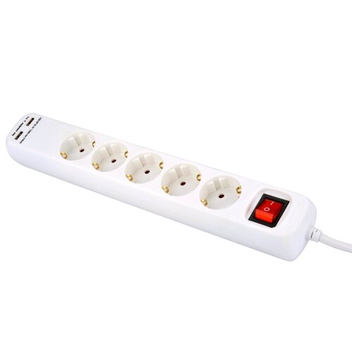 STECKDOSENLEISTE 5-FACH WEIß 2XUSB 1,4M