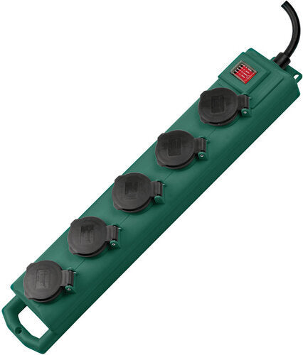 STECKDOSENLEISTE SUPER-SOLID 5F GRÜN/SW