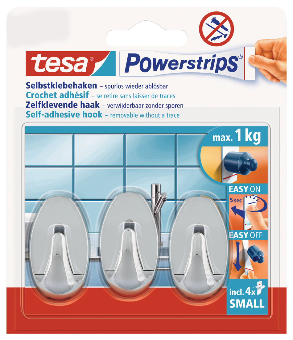POWERSTRIPS HAKEN SMALL OVAL CHROM 3 ST.