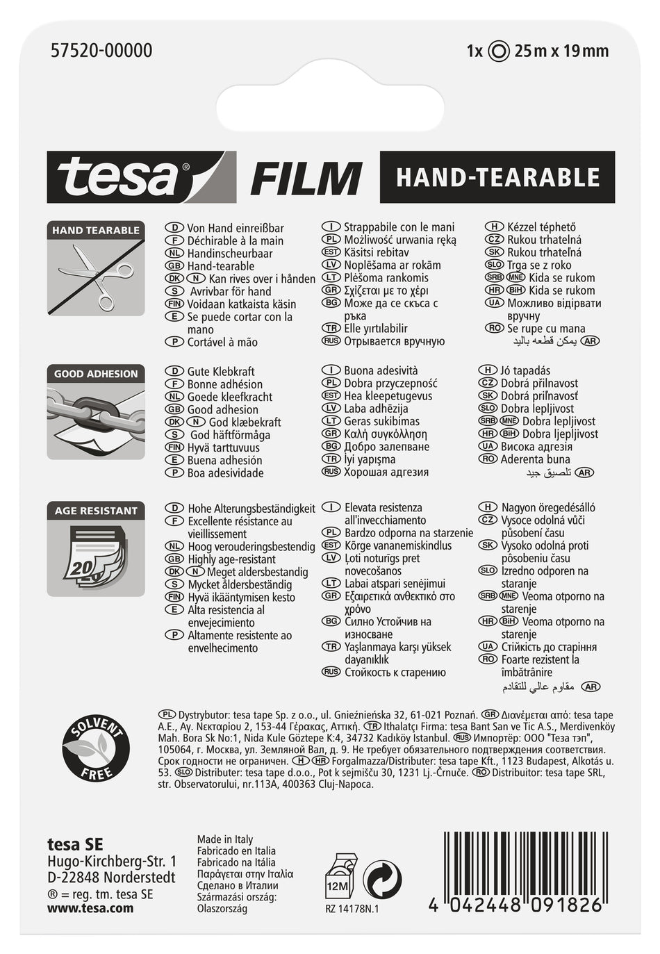 TESAFILM VON HAND EINREIßBAR 25MX19MM