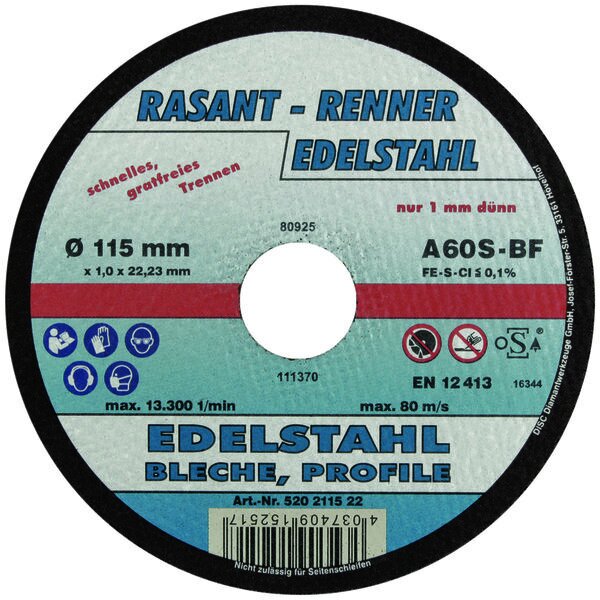 TRENNSCHEIBE RASANT-EDELSTAHL 115(10STK)