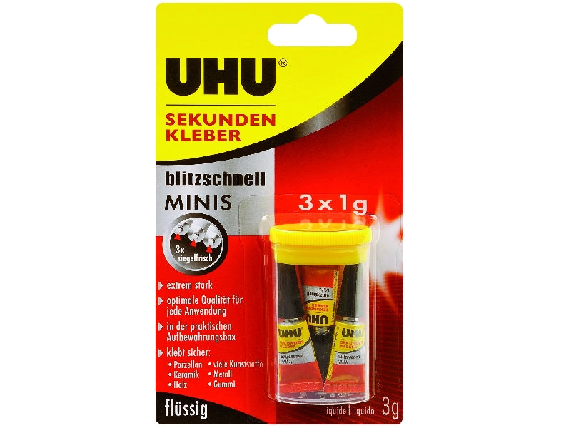UHU SEKUNDENKLEB.BLITZSCHNELL MINIS 3X1G