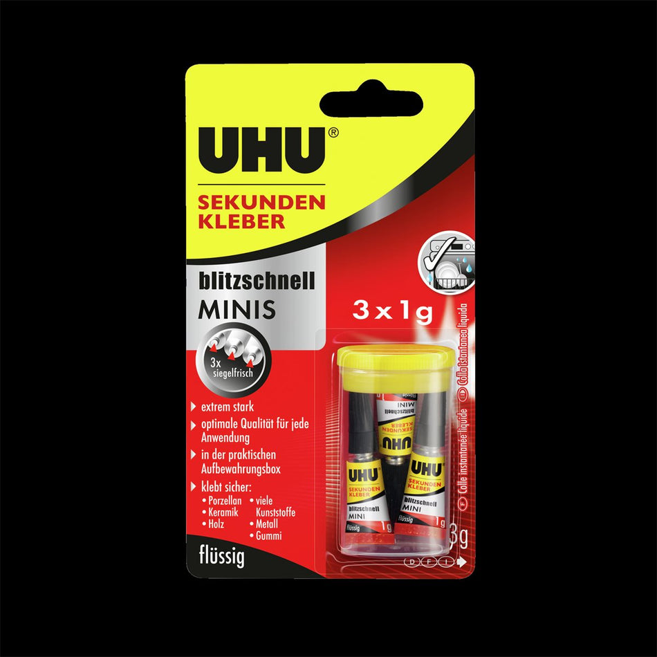 UHU SEKUNDENKLEB.BLITZSCHNELL MINIS 3X1G
