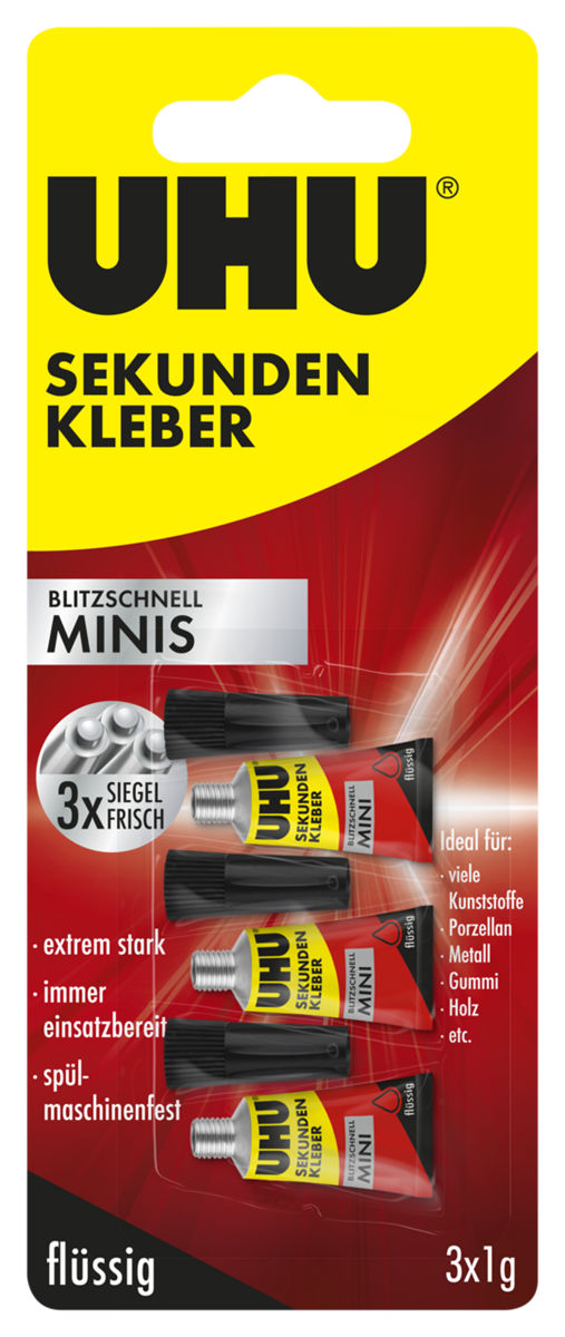 UHU SEKUNDENKLEBER MINIS 3X1G LOSE