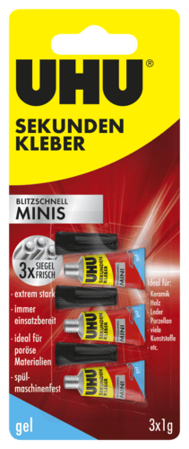 UHU SEKUNDENKLEBER MINIS 3X1G TUBEN GEL